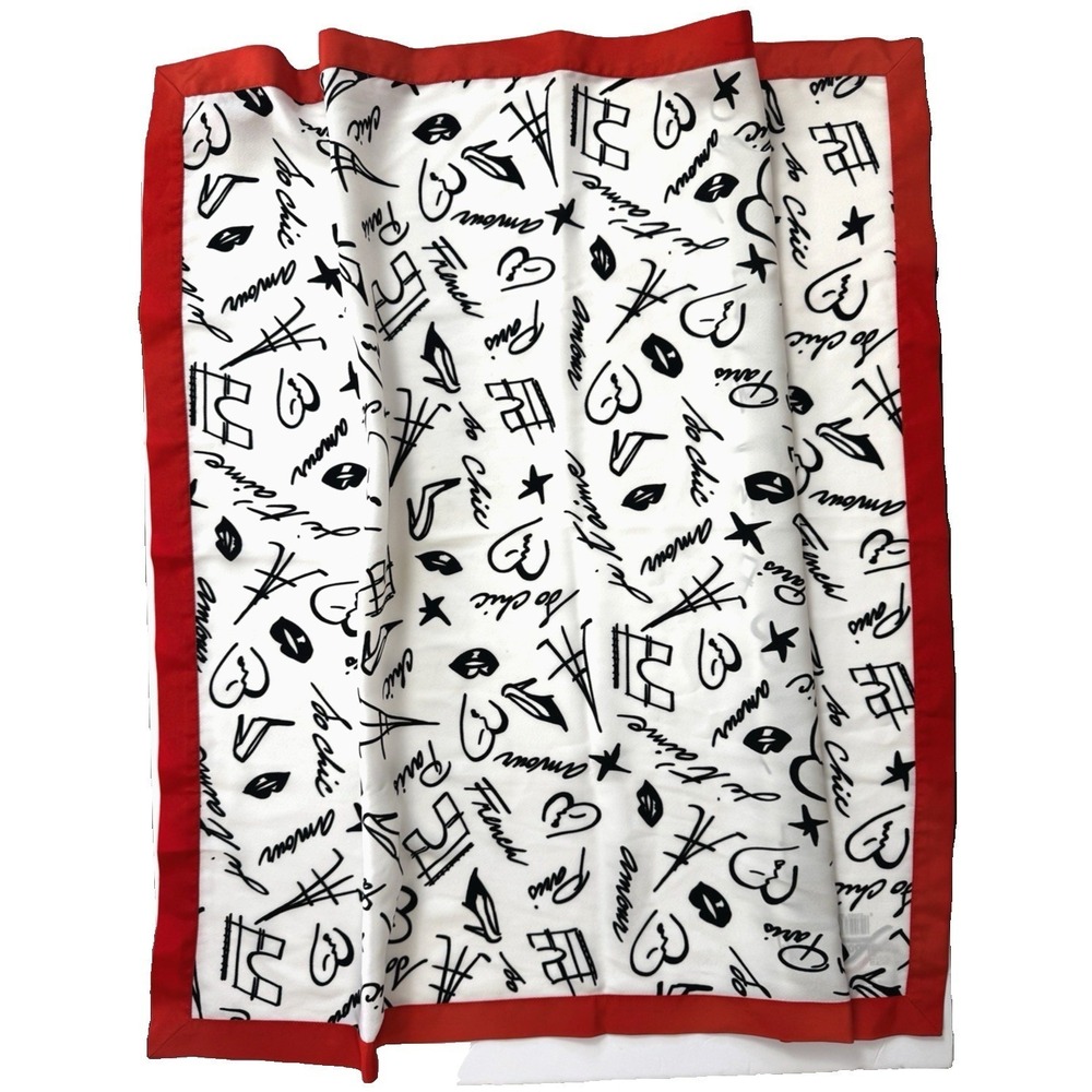 Square Word Art French Rendez Vous Scarf Head Wrap Shawl 26" Paris Eiffel Tower